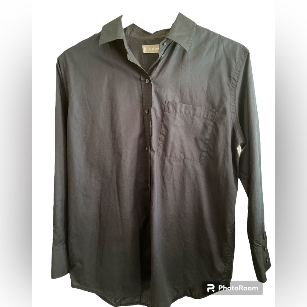 Everlane black long sleeve button down shirt size 2
